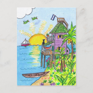 The tranquil black cat postcard