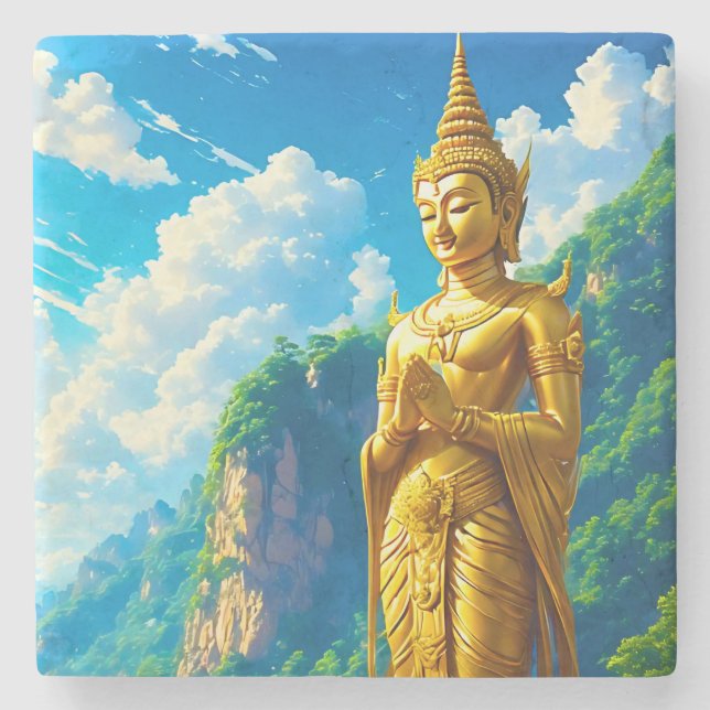 The Tranquil Protector Stone Coaster (Front)