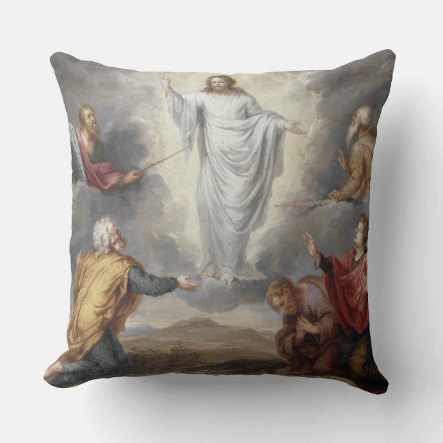 The Transfiguration (oil on copper) Throw Pillow (Front)