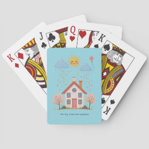 The translation of "The sky cried with happiness" Poker Cards