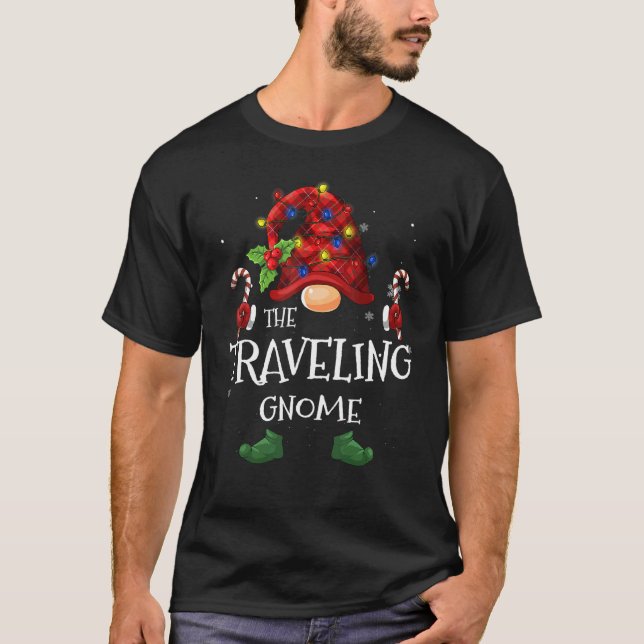 The Traveling Gnome Buffalo Plaid Christmas Tree L T-Shirt (Front)