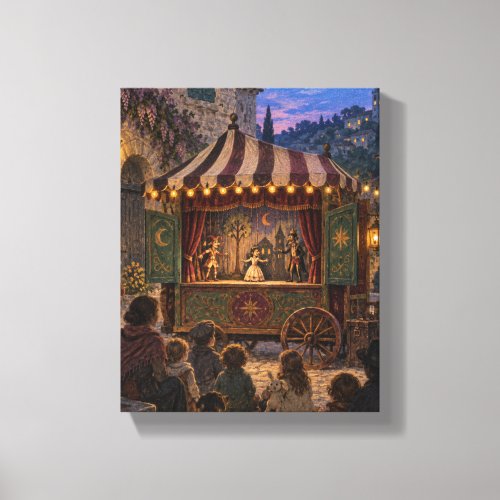 The Traveling Puppet Theater at Twilight - Storybo Canvas Print