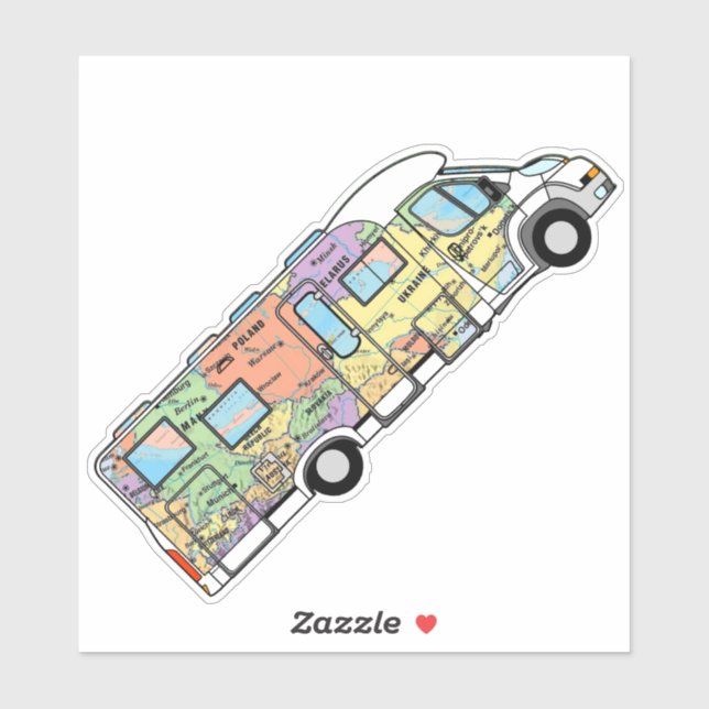 The Traveling RV motorhome world map Sticker (Sheet)
