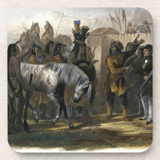 The Travellers Meeting with Minatarre Indians near Beverage Coaster (Front)