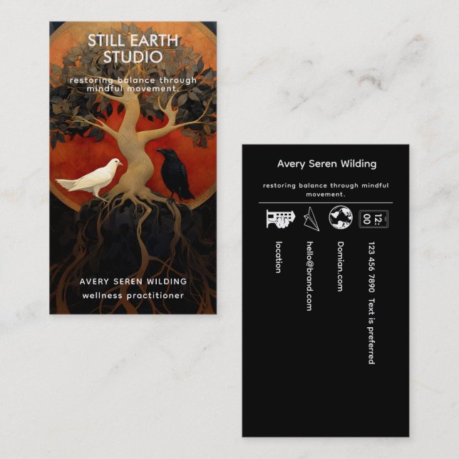 The Tree Between Worlds | Tree of Life Red/Blk Business Card (Front/Back)