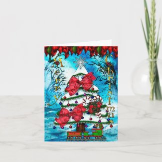The Tree Christmas Folk Art BLANK Holiday Card