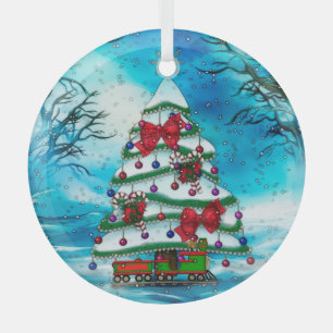 The Tree Christmas Folk Art Glass Ornament