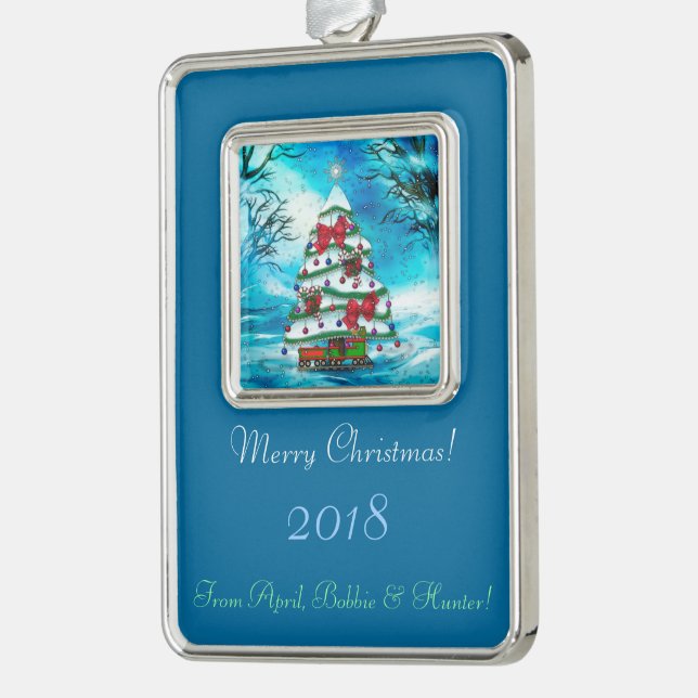 The Tree Christmas Folk Art PERSONALIZED Christmas Ornament (Left)