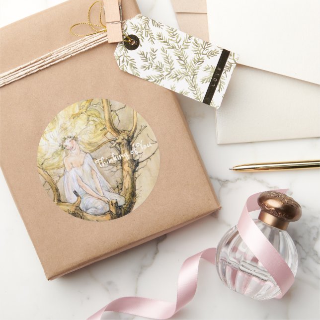 The Tree Fairy Vintage  Classic Round Sticker (Gifting)