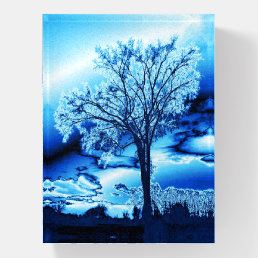 The Tree in Ice Blue Paperweight
