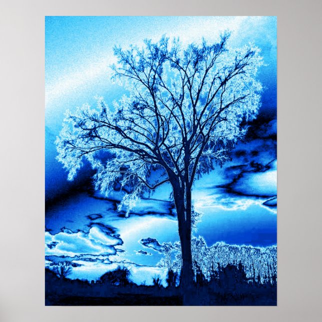 The Tree in Ice Blue Poster (Front)