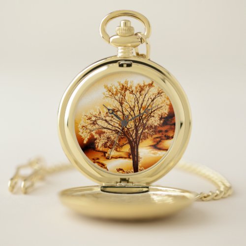 The Tree in Molten Gold Pocket Watch