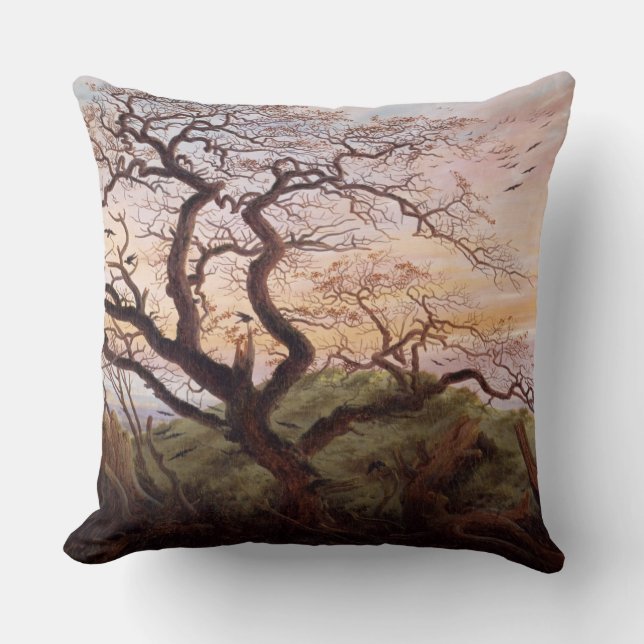 The Tree of Crows, 1822 Throw Pillow (Front)