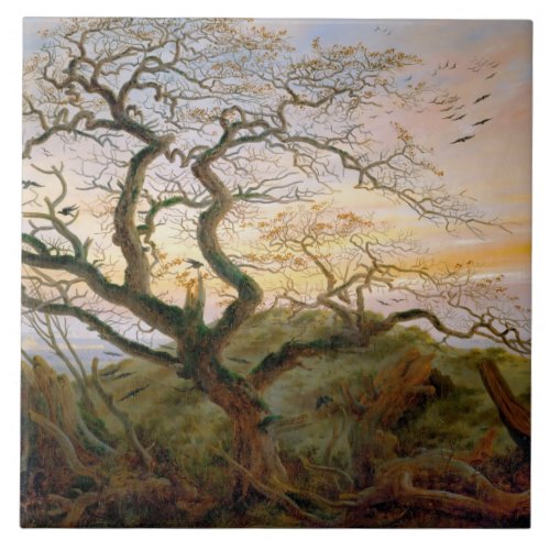 The Tree of Crows by Caspar David Friedrich Ceramic Tile