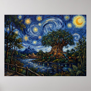 The Tree of Life Beneath a Van Gogh Sky — Animal K Poster