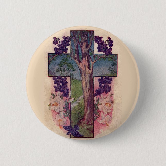 The Tree Of Life Cross Christian Button (Front)