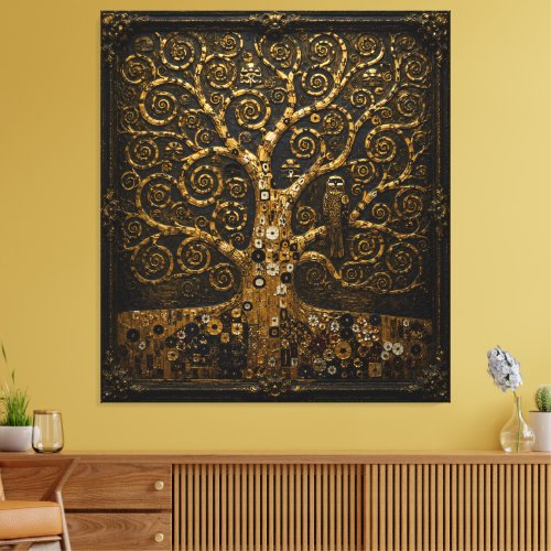 The Tree of Life Framed Relief Art | Golden Owl Ed Canvas Print