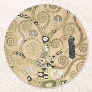 The Tree of Life, Gustav Klimt OIl Painting Round Paper Coaster