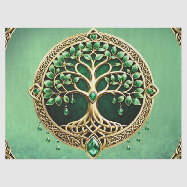 The tree of life with Celtic knots. Tissue Paper (Front)