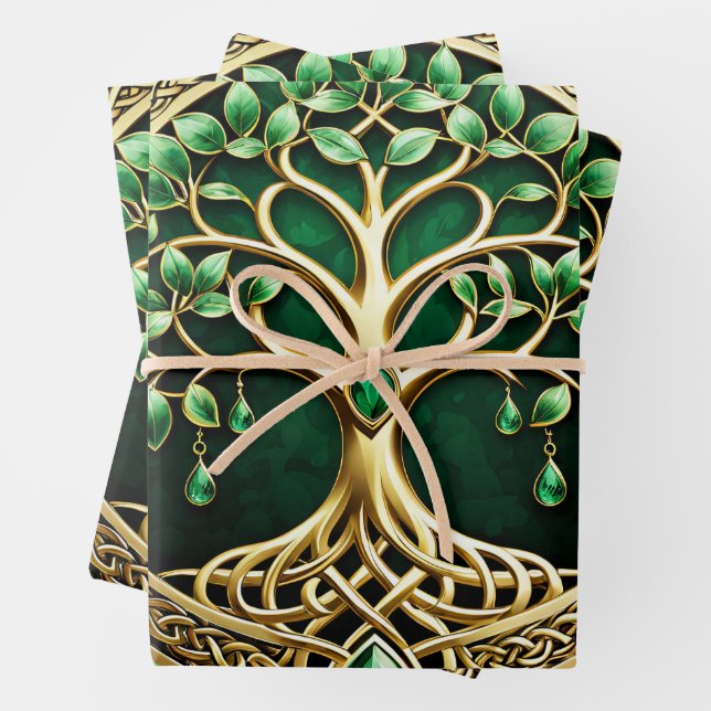 The tree of life with Celtic knots. Wrapping Paper Sheets (In situ)