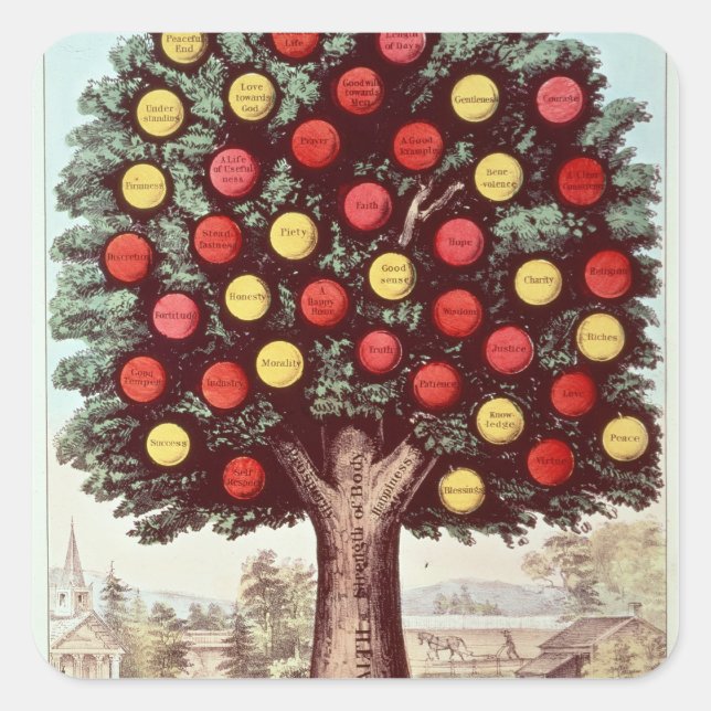 The Tree of Temperance, 1872 Square Sticker (Front)