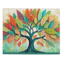 The tree with multicolored leaves -
