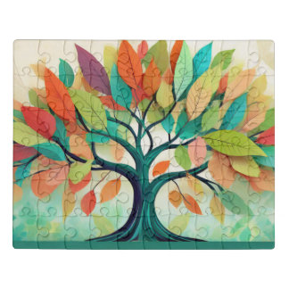 The tree with multicolored leaves - jigsaw puzzle