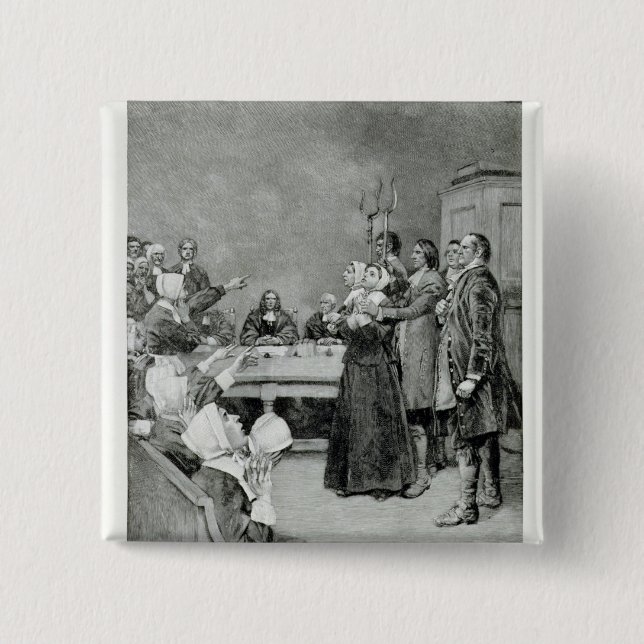 The Trial of a Witch Pinback Button (Front)