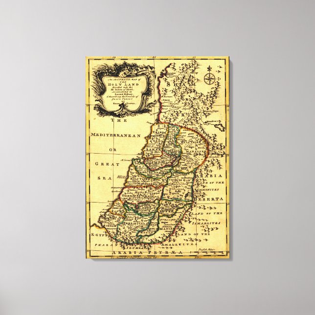 The Tribes of Israel in PalestinePanoramic Map Canvas Print (Front)