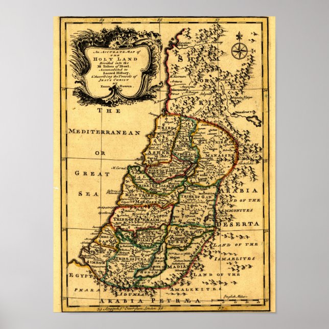 The Tribes of Israel in PalestinePanoramic Map Poster (Front)