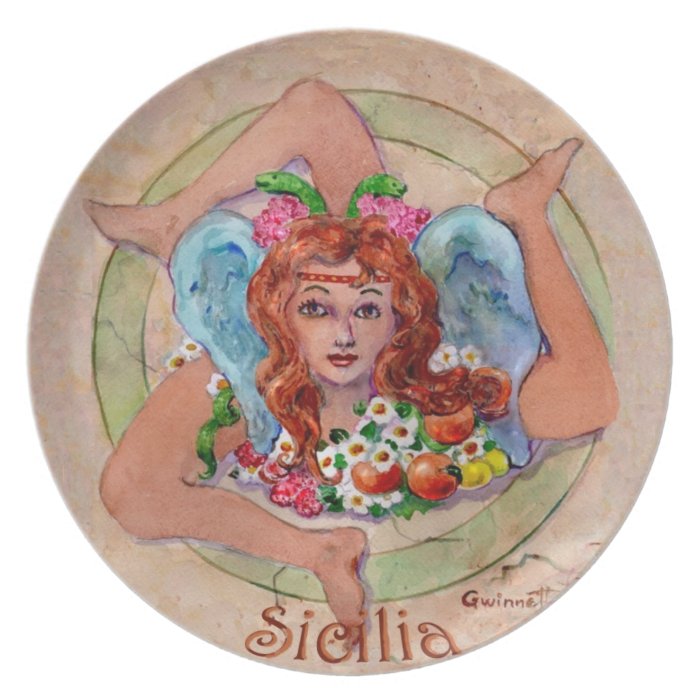 The Trinacria Symbol oof Sicily Plate