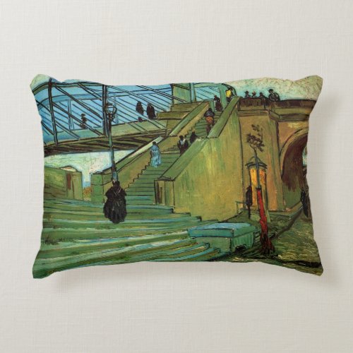 The Trinquetaille Bridge by Vincent van Gogh Accent Pillow