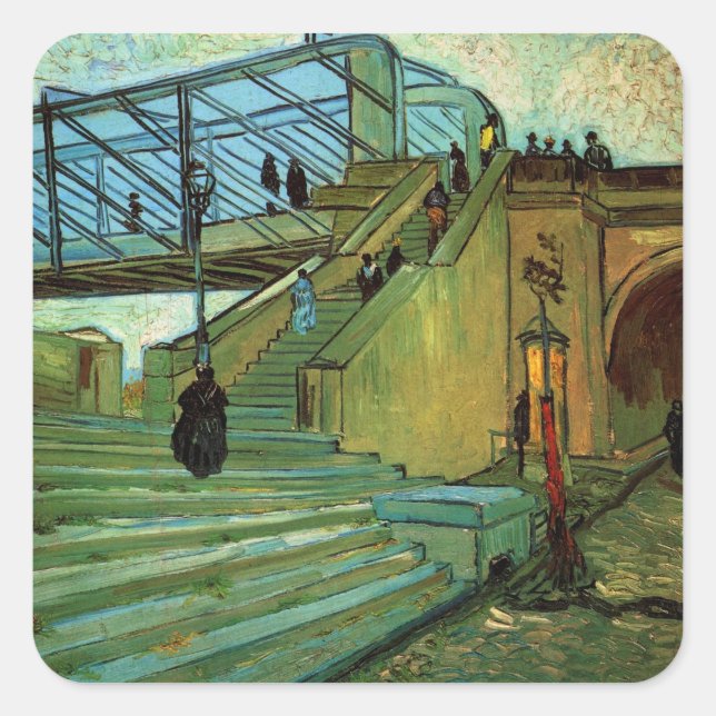 The Trinquetaille Bridge by Vincent van Gogh Square Sticker (Front)