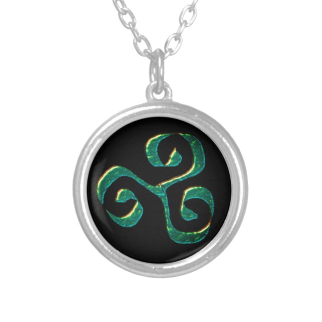 The triskele,old symbol in the celtic culture silver plated necklace (Front)