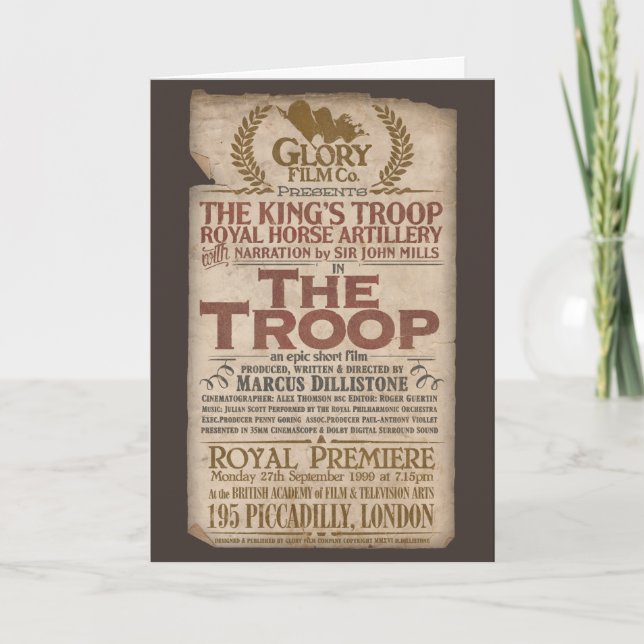 The Troop Vintage personalised greetings card (Front)