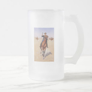 The Trooper by Frederic Remington Frosted Glass Beer Mug