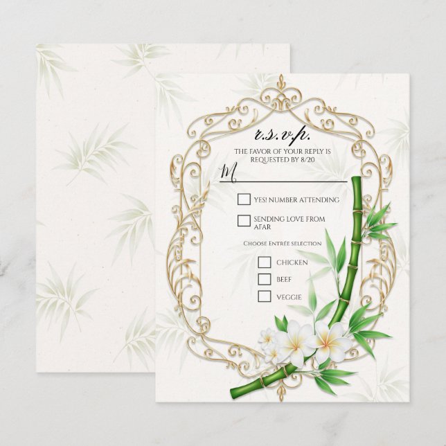The Tropical Imperial Bamboo Garden R.S.V.P. Invitation (Front/Back)
