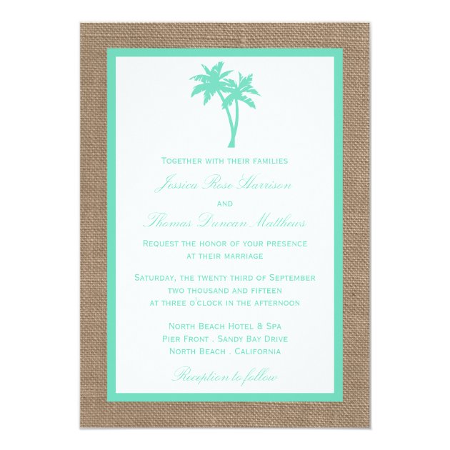 The Tropical Palm Tree Beach Wedding Collection Invitation