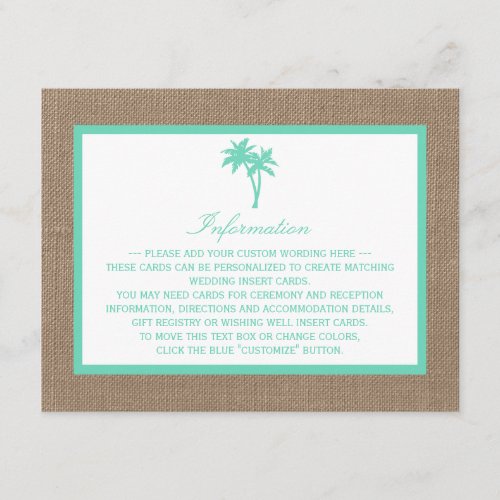 The Tropical Palm Tree Beach Wedding Collection Enclosure Card
