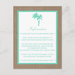 The Tropical Palm Tree Beach Wedding Collection Enclosure Card
