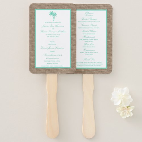 The Tropical Palm Tree Beach Wedding Collection Hand Fan