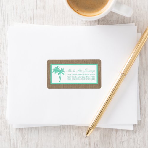 The Tropical Palm Tree Beach Wedding Collection Label
