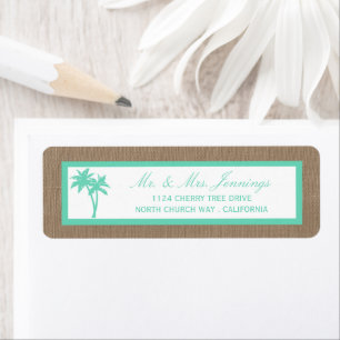 The Tropical Palm Tree Beach Wedding Collection Label