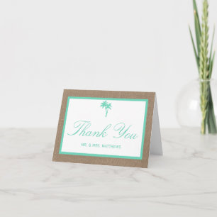 The Tropical Palm Tree Beach Wedding Collection Letterpress Thank You Card