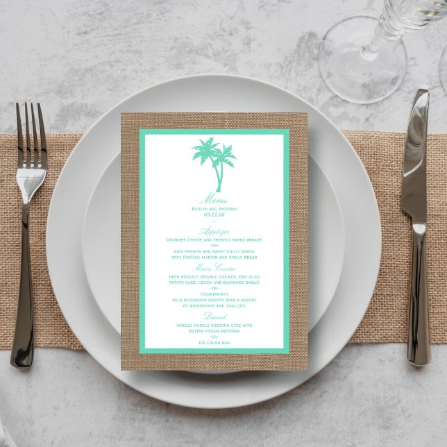 The Tropical Palm Tree Beach Wedding Collection Menu (Creator Uploaded)