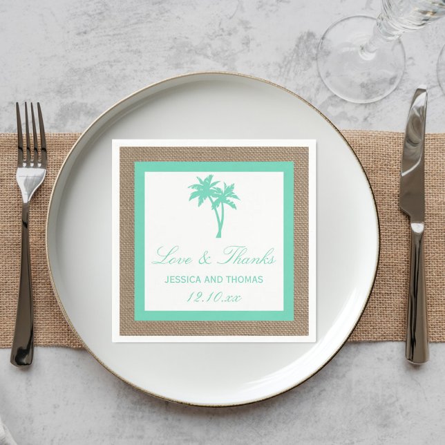 The Tropical Palm Tree Beach Wedding Collection Paper Napkins (Creator Uploaded)