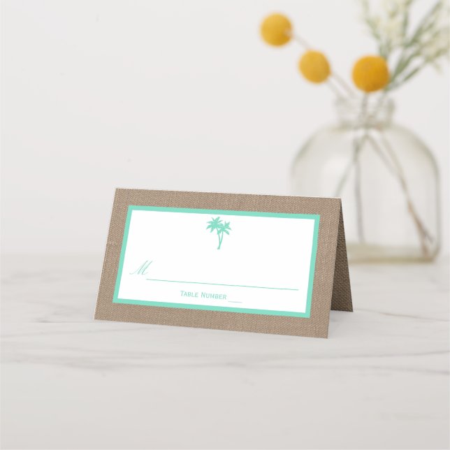 The Tropical Palm Tree Beach Wedding Collection Place Card (Front)
