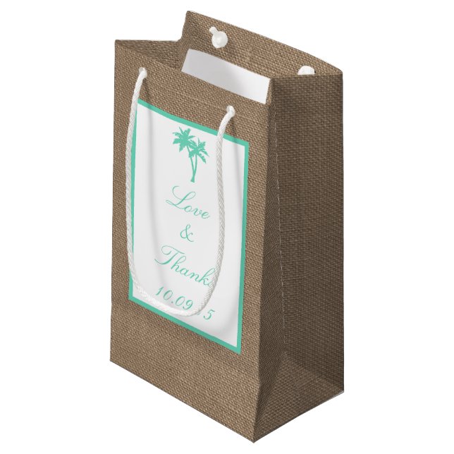 The Tropical Palm Tree Beach Wedding Collection Small Gift Bag (Front Angled)