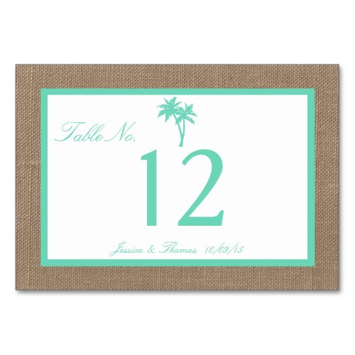 The Tropical Palm Tree Beach Wedding Collection Table Number