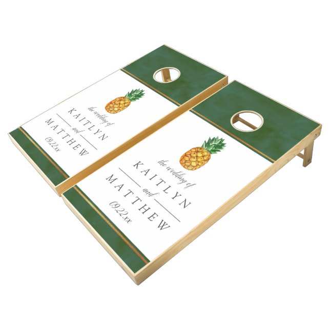 The Tropical Pineapple Wedding Collection Cornhole Set (Angled)